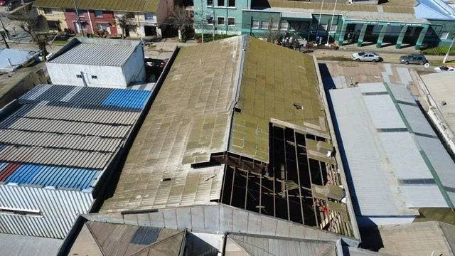 Cubierta de asbesto en retiro, vista aérea